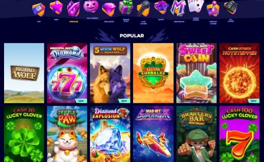 Navegue por categorias de jogos incluindo slots jackpot roleta e cassino ao vivo
