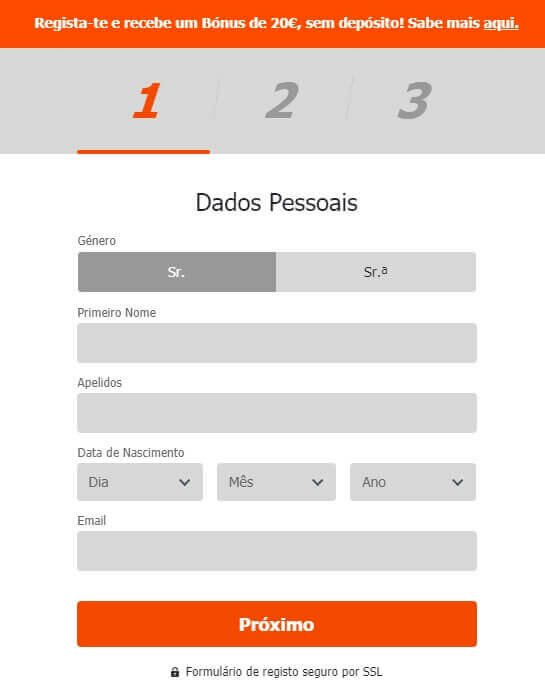 Bet.pt Registo