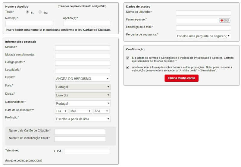 Betclic registo